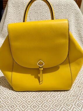 kate spade Bright Yellow Leather Top-Handle Backpack, looks brand new